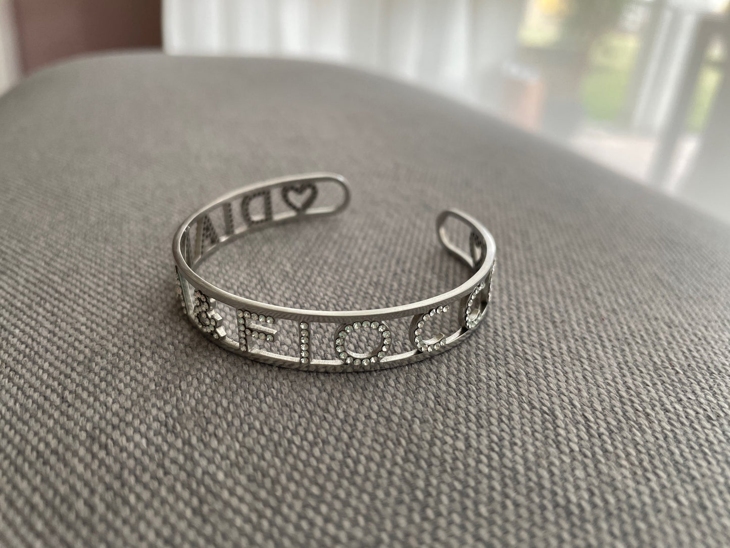Custom Rhinestone Heart Name Cuff Bracelet