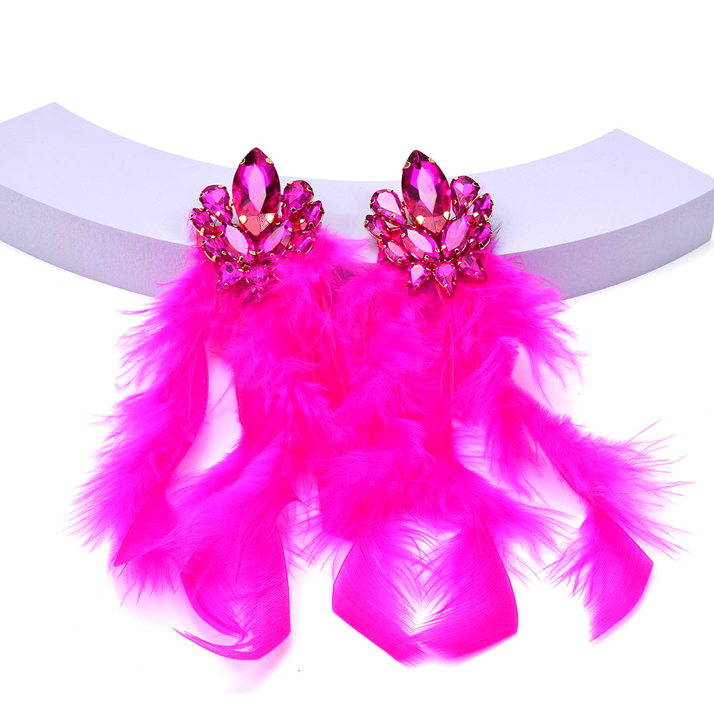 Rhinestone Feather Earrings