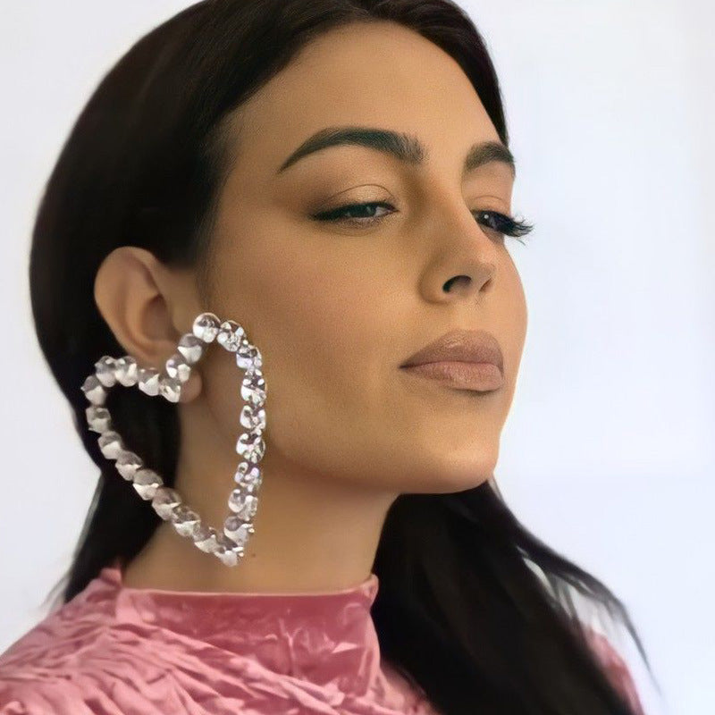 "Jody" Rhinestone Heart Earrings