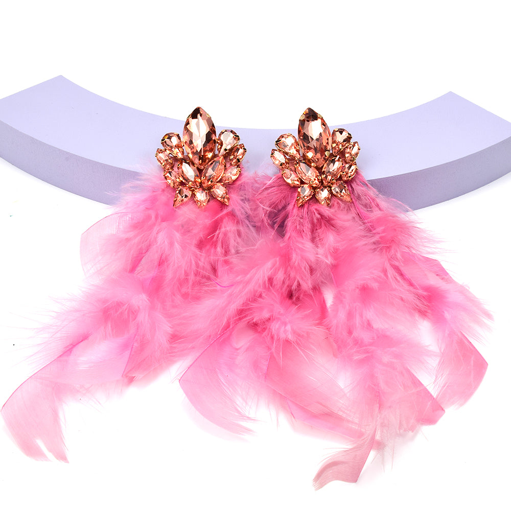 Rhinestone Feather Earrings