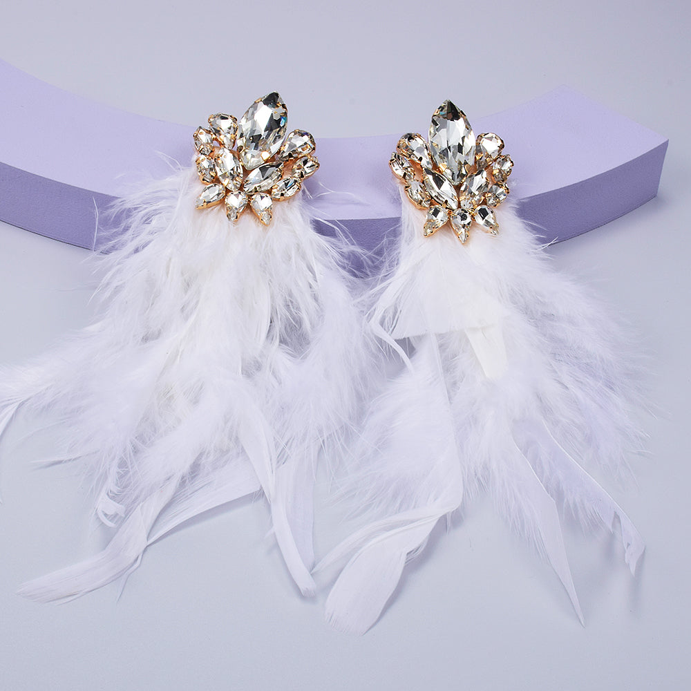 Rhinestone Feather Earrings