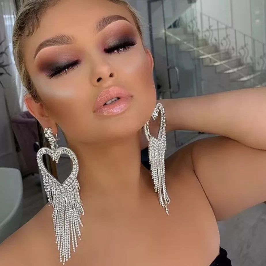 Glammie Heart Rhinestone Earrings