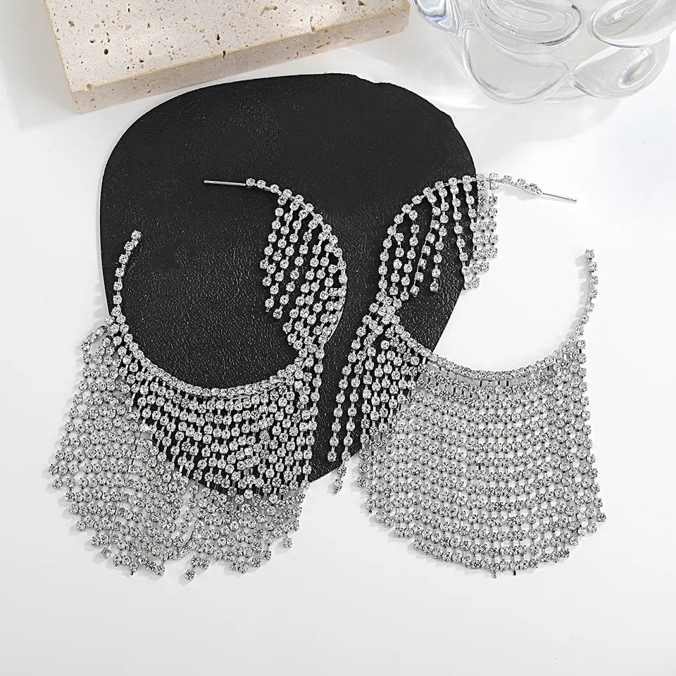 Rhinestone Fringe Hoops