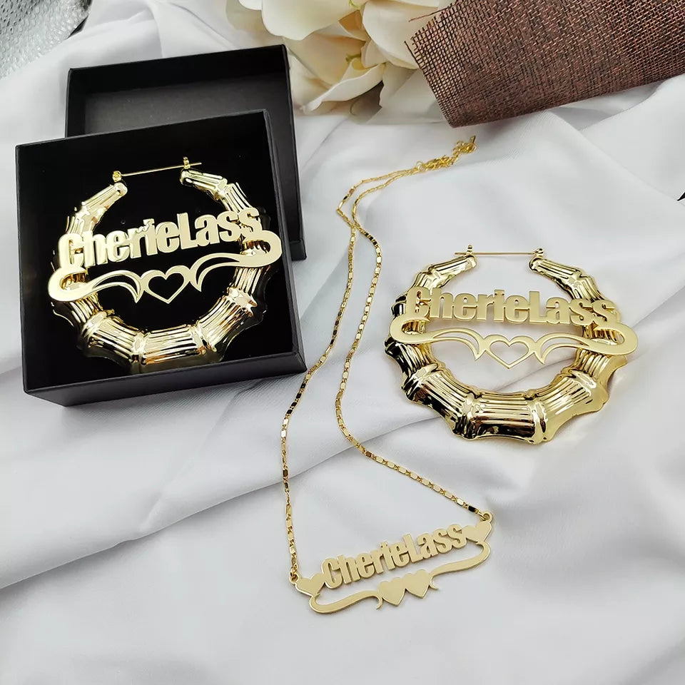 Custom Bamboo Earring & Necklace Set