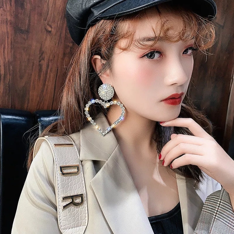 Claudia Rhinestone Heart Earrings