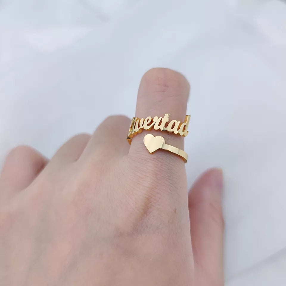 Single Heart Custom Name Ring