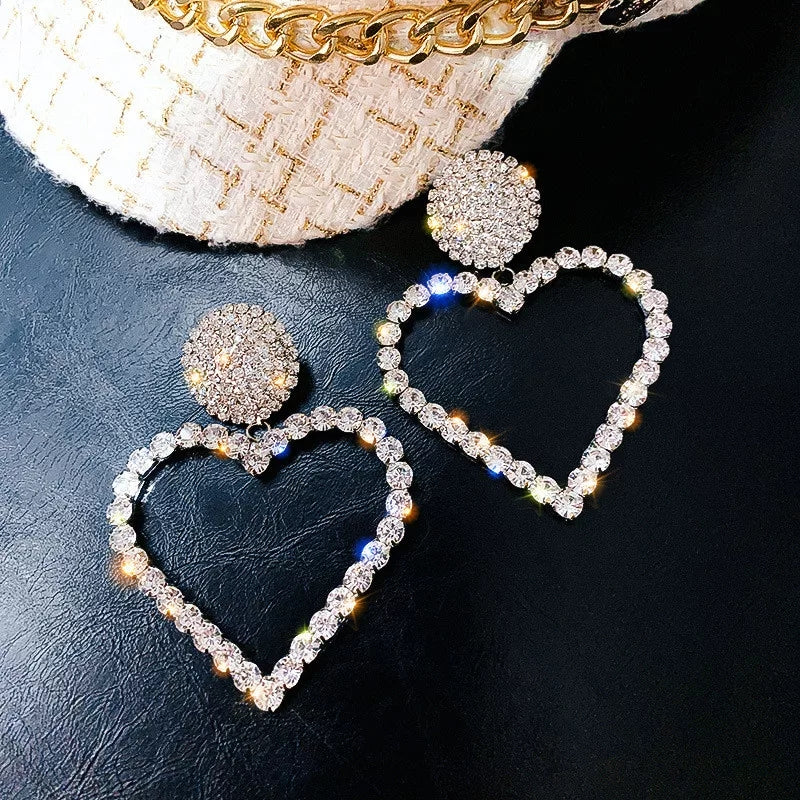 Claudia Rhinestone Heart Earrings