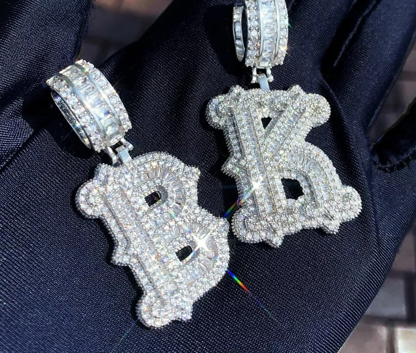 Custom Icy Initial Heart Necklace