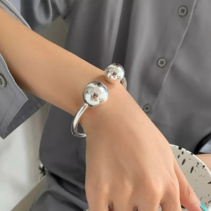 Silver Ball Bangle Bracelet