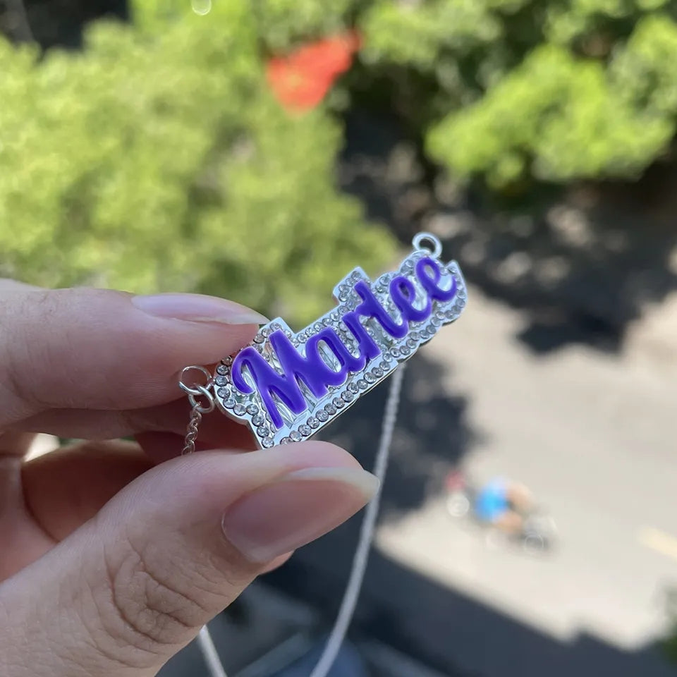 Custom Enamel Name Necklace