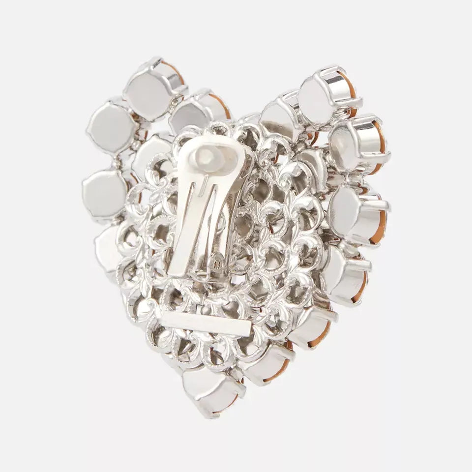 Rhinestone Heart Earrings (Clip On)