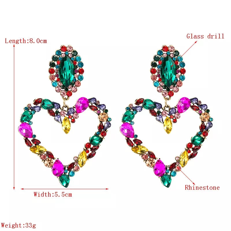Rhinestone Heart Drop Earrings