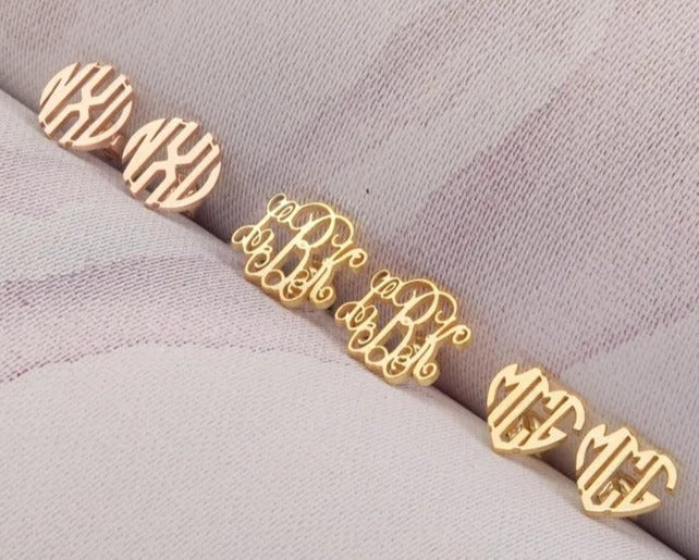 Custom Monogram Stud Earrings