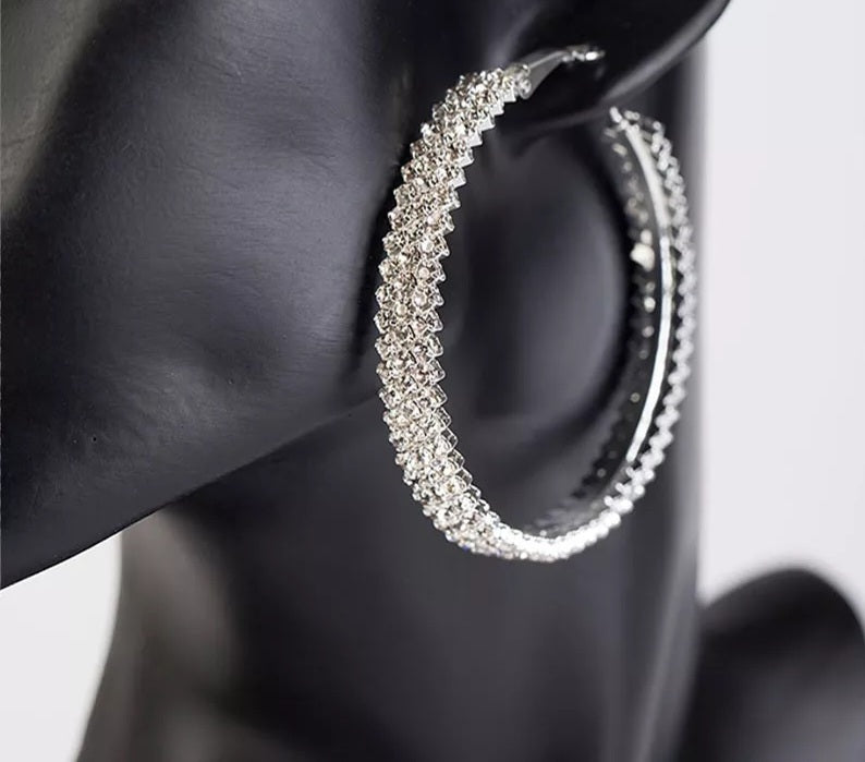 "Glitzy" Rhinestone Hoops