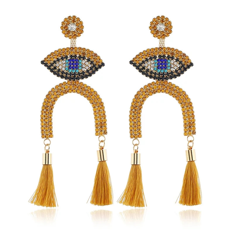 Evil Eye Tassel Earrings