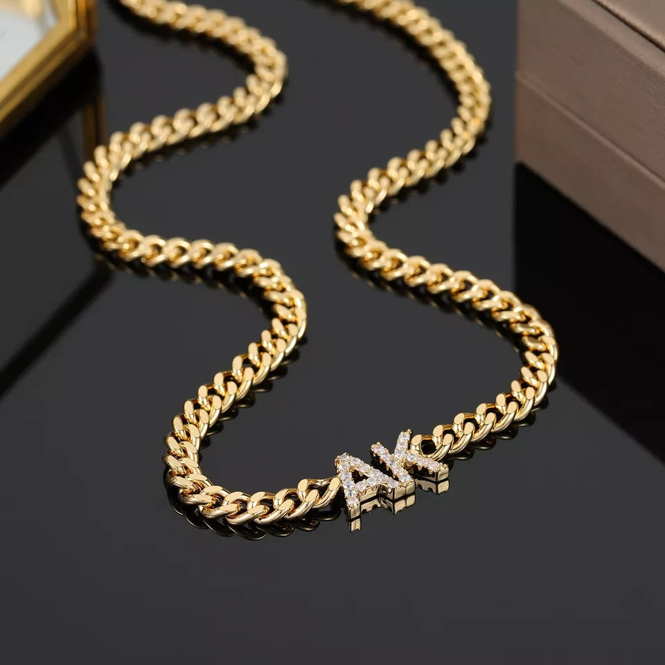 Custom Rhinestone Initial Name Necklace