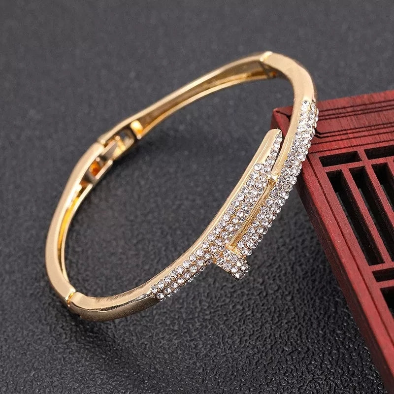 Rhinestone Nail Bangle Bracelet