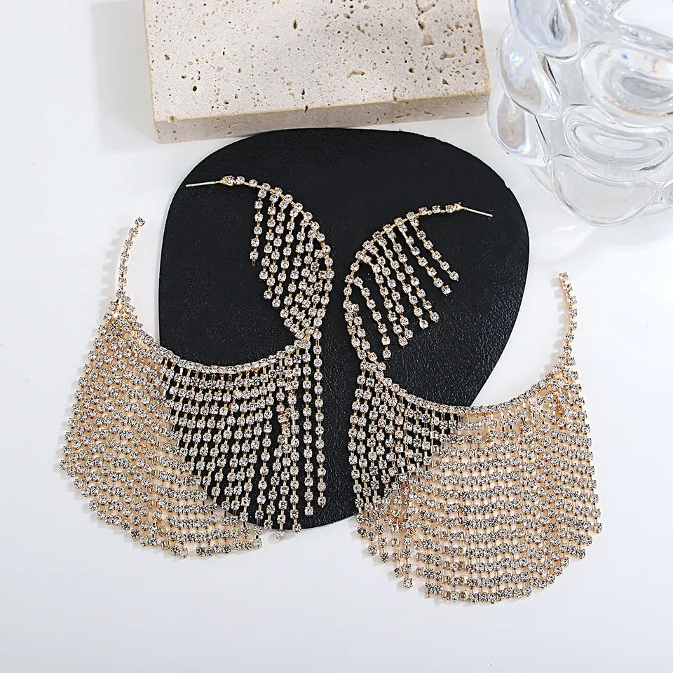 Rhinestone Fringe Hoops