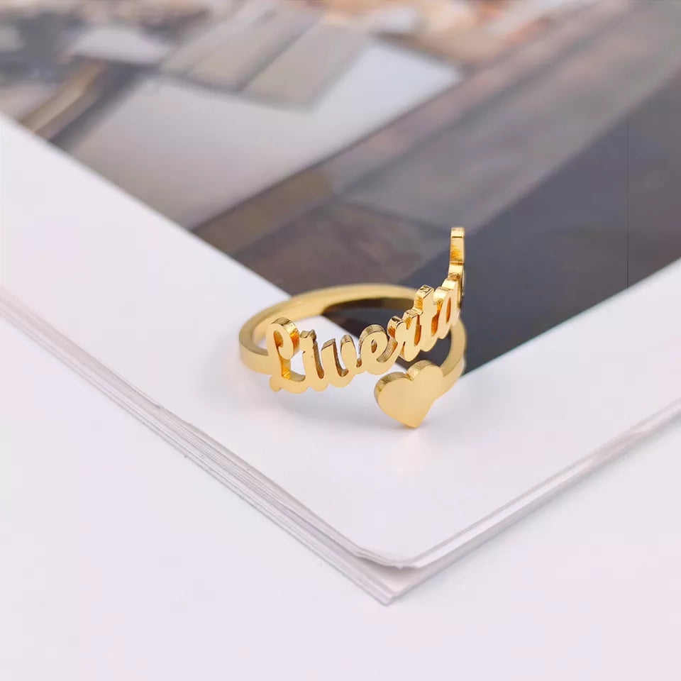 Single Heart Custom Name Ring