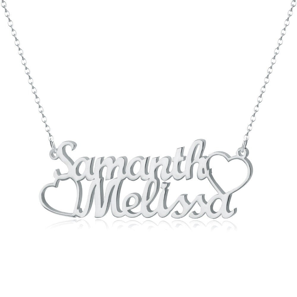 Double Name with Hearts Necklace