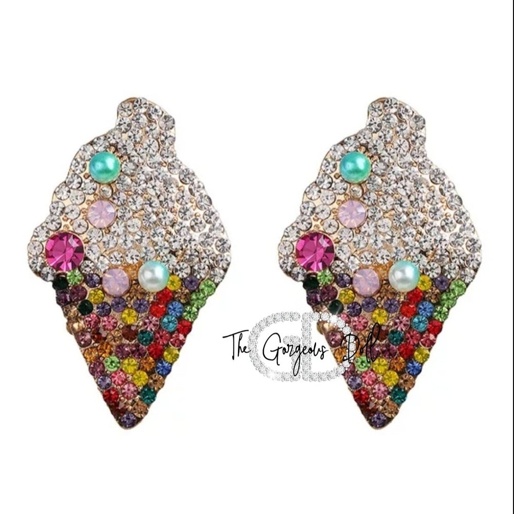 Ice Cream Rhinestone Stud Earrings
