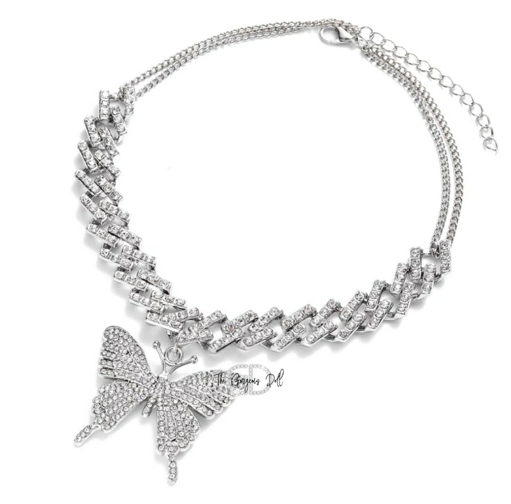 Rhinestone Butterfly Necklace