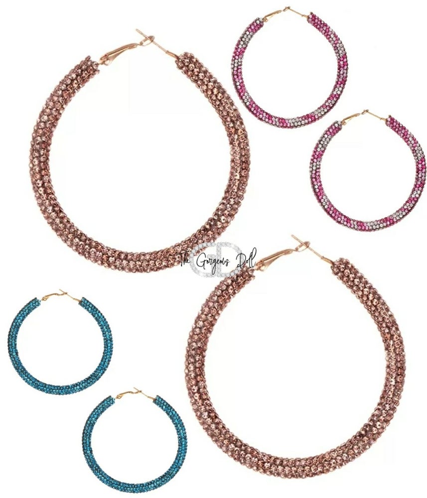 "LaLa" Rhinestone Hoops