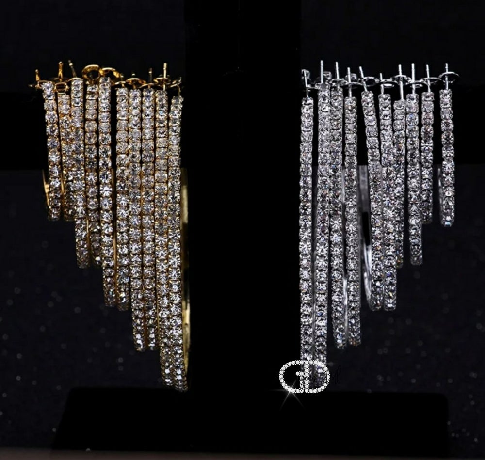 "Brandee" Oversized Rhinestone Hoop Earrings