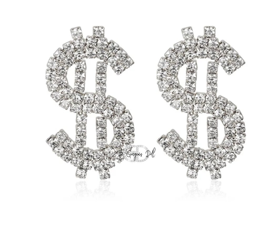 "Money Sign" Rhinestone Studs