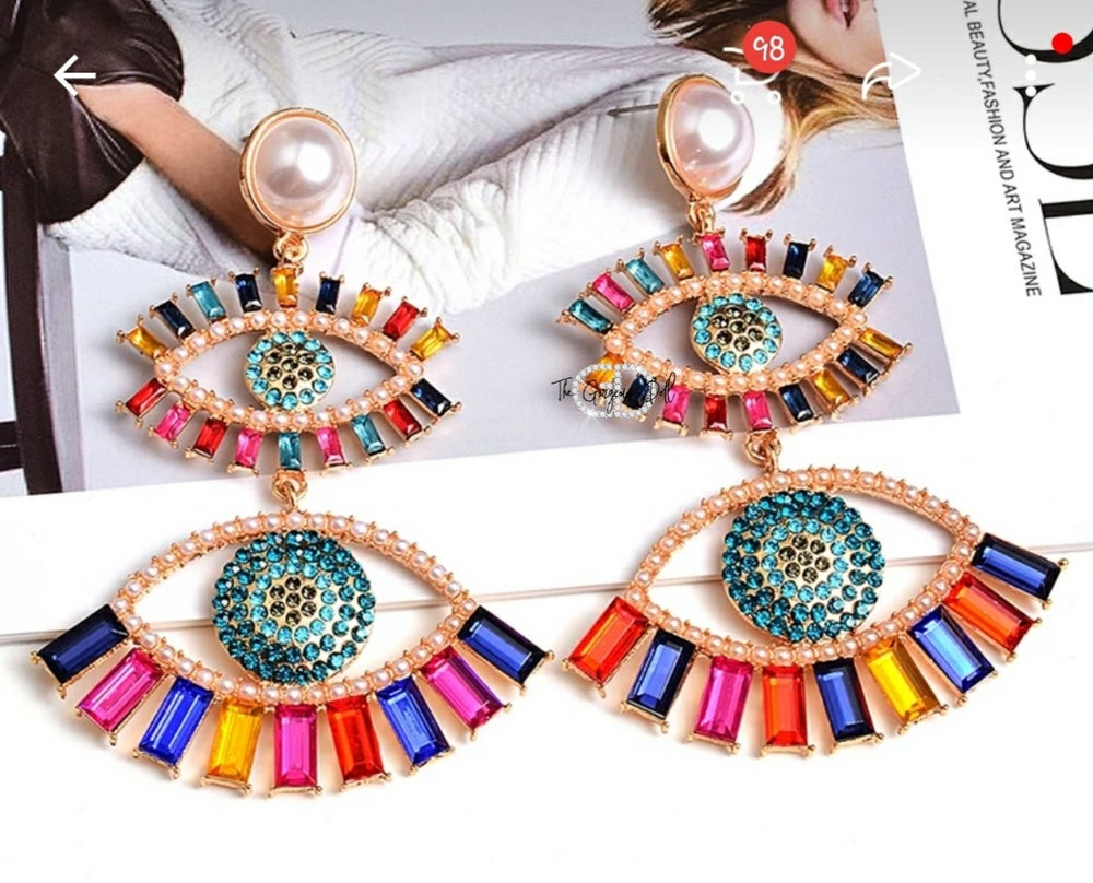 "Drama" Rhinestone & Pearl Earrings
