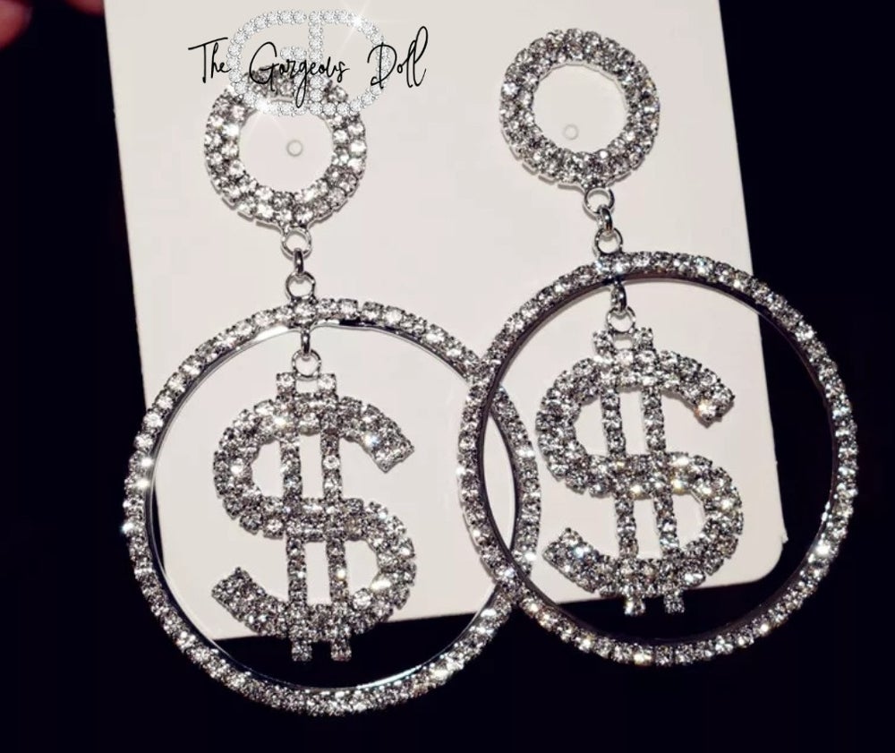 "Money" 2 Rhinestone earrings