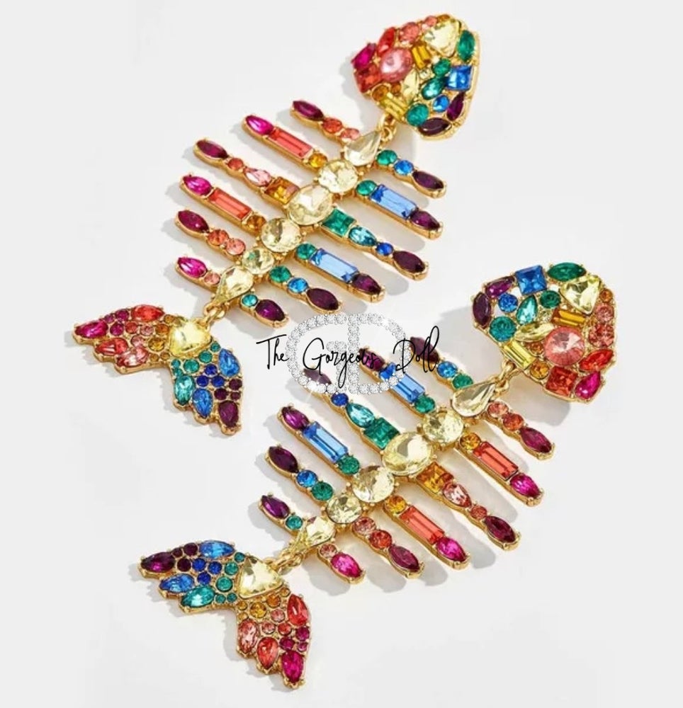 Oversized "Big Fish" Rainbow Earrings
