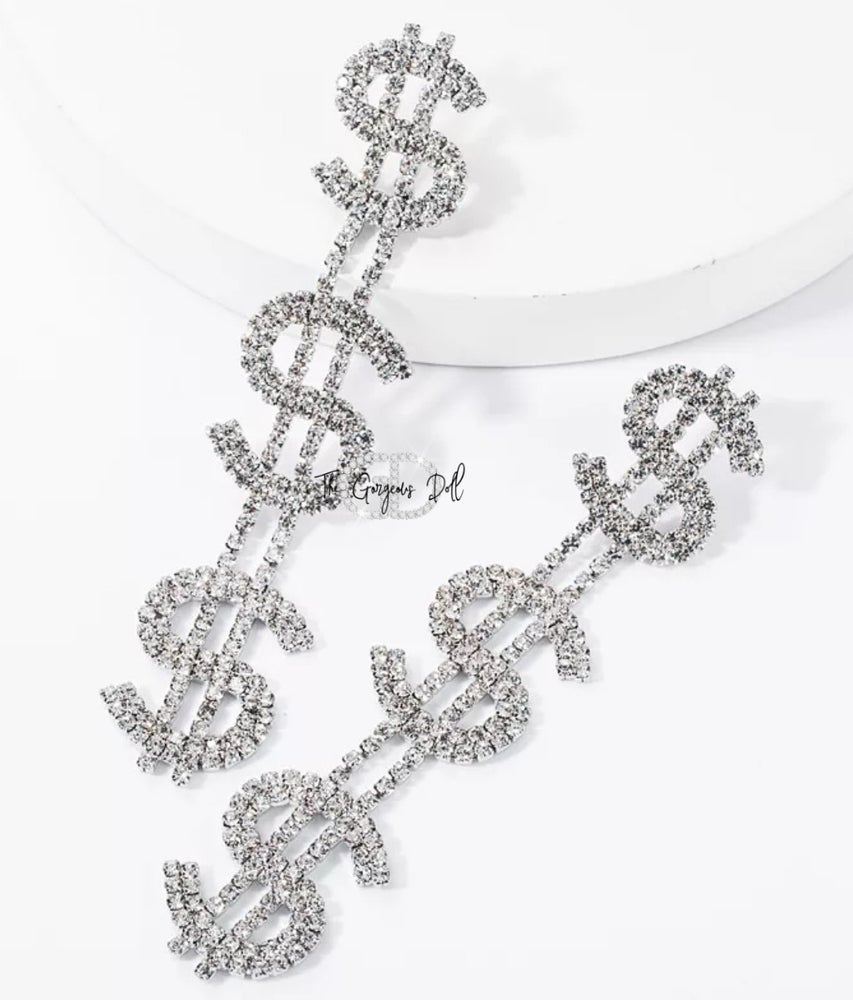 "Money 1" Rhinestone earrings