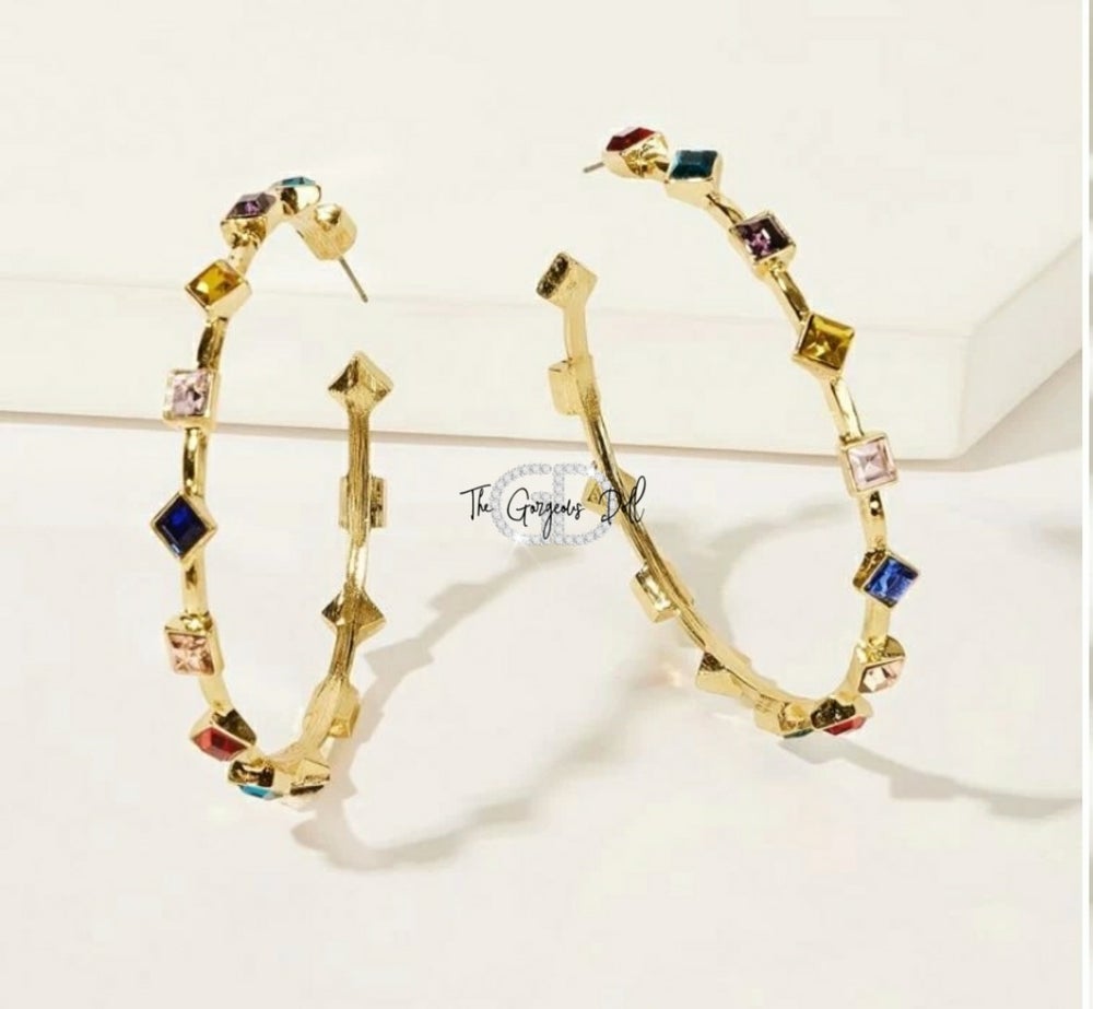 "Denali" Multi Colored Rhinestone Hoops
