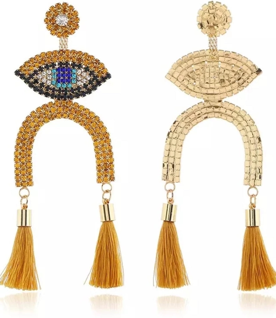 Evil Eye Tassel Earrings