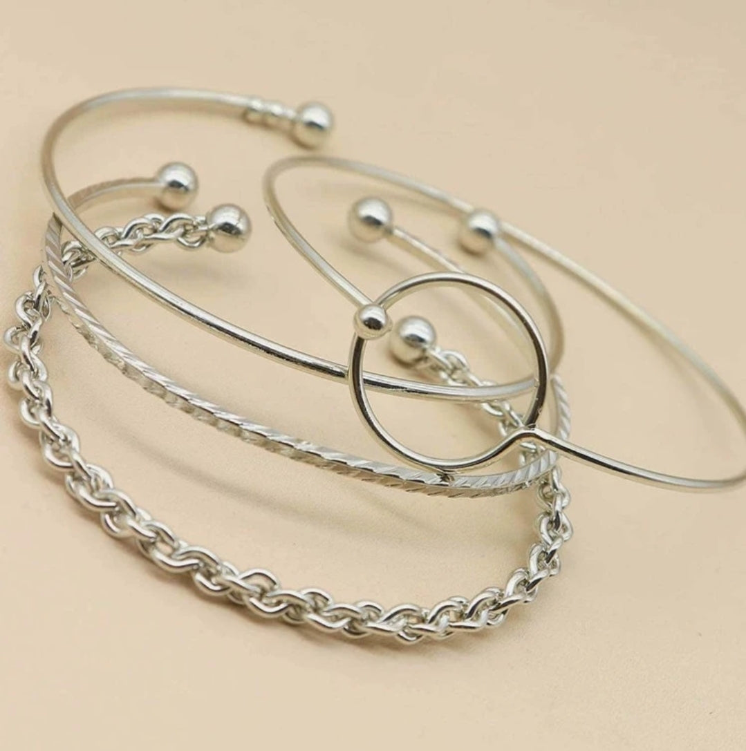 4 Piece Cuff Bangle Bracelet Set