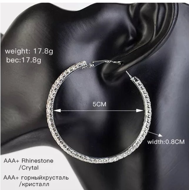 "Glitzy" Rhinestone Hoops