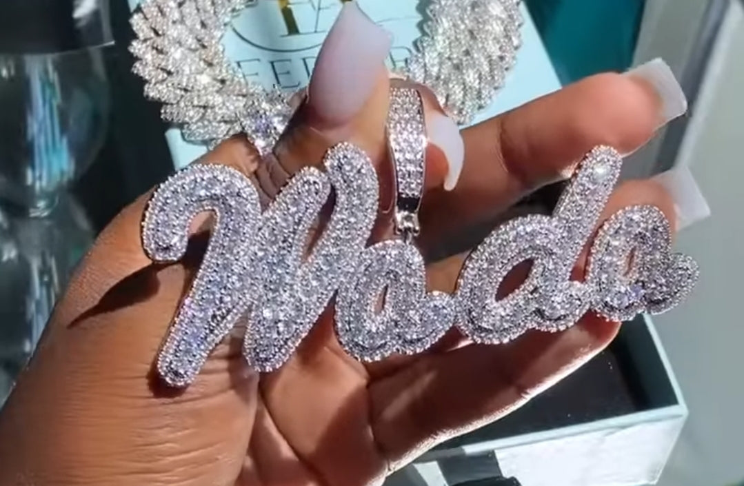 Custom Cursive Pave Heart Name Necklace