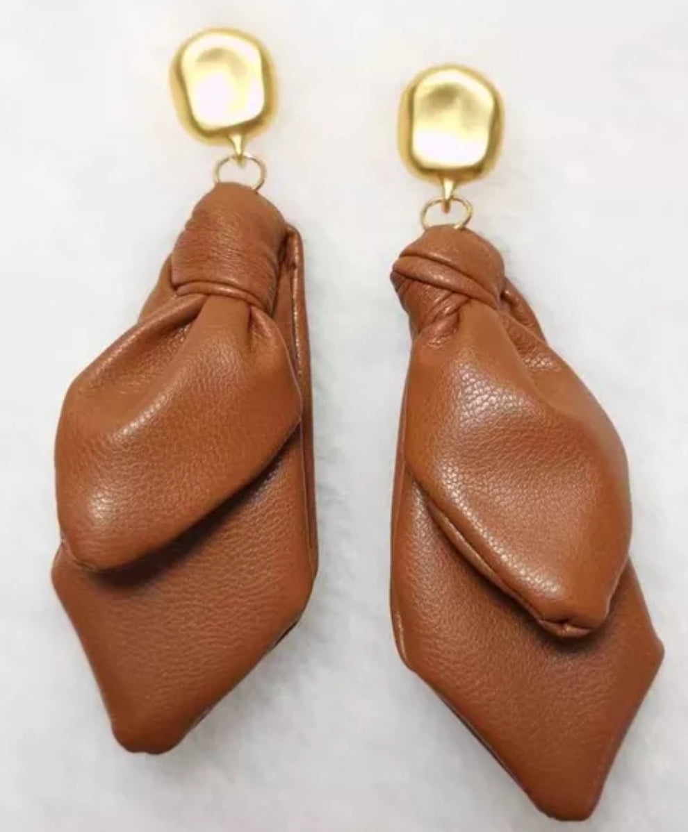Faux Leather Knot Earrings