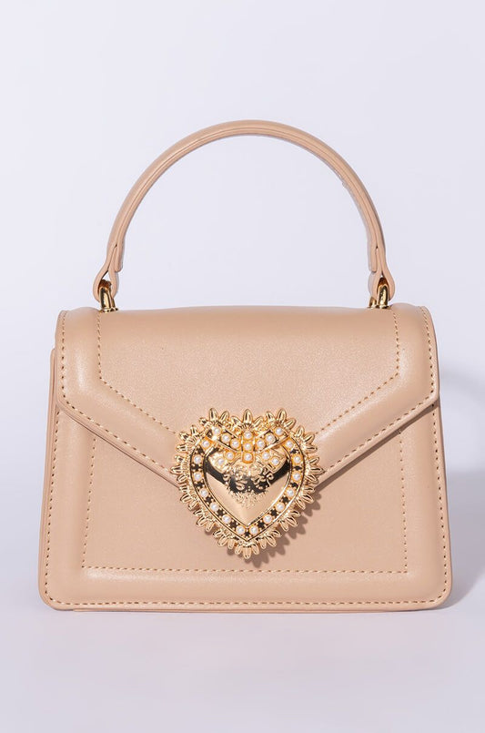 Gold Heart Nude Purse