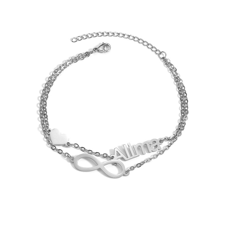 Custom Infinity Heart Name Bracelet