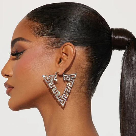 Rhinestone Geometric Hoops