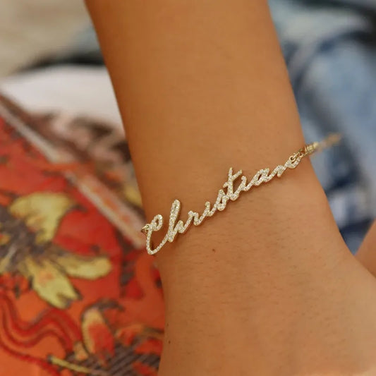 Custom Rhinestone Name Bracelet
