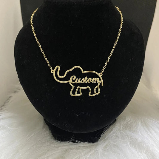 Custom Elephant Name Necklace
