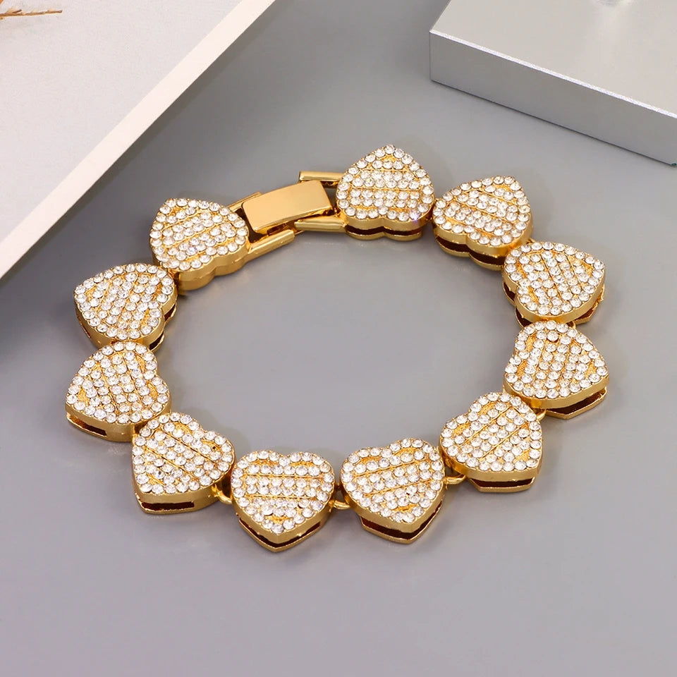 Pave Heart Rhinestone Bracelet