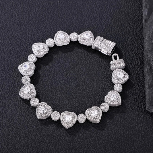 Rhinestone Heart Bracelet