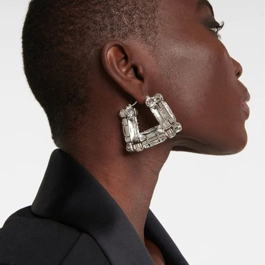 Chunky Square Rhinestone Earrings