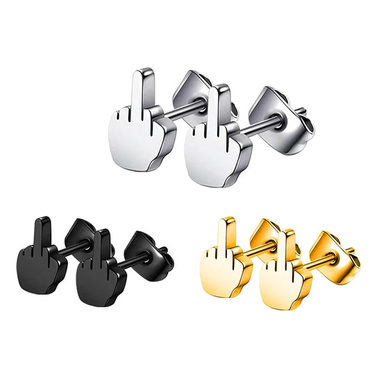 Middle Finger Stud Earrings