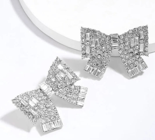 Rhinestone Bow Earrings