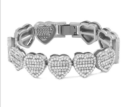 Pave Heart Rhinestone Bracelet